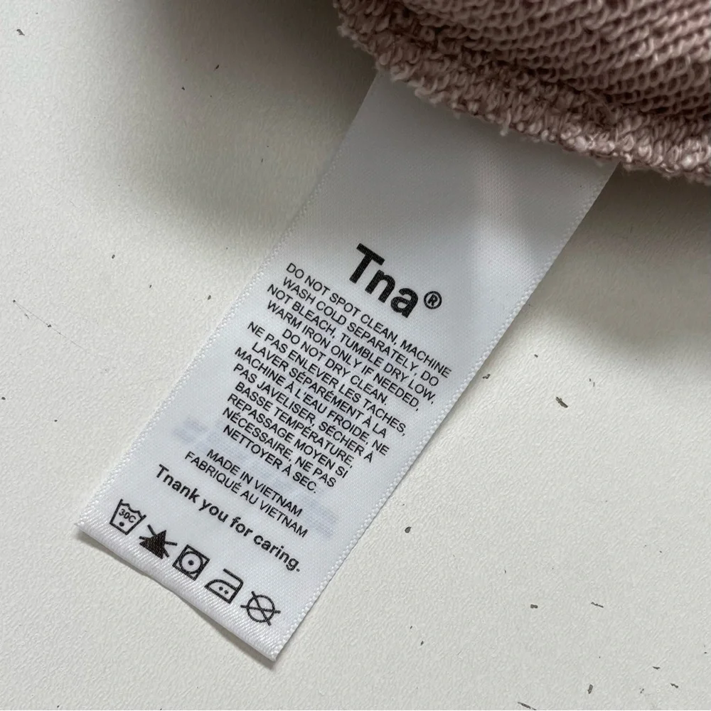 Aritzia TNA Bralette Sports Bra Soft Terry Fleece Knit Unlined Beige Tan Neutral